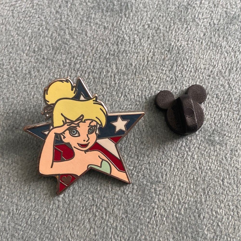 Tinkerbell american flag salute hidden mickey Disney pin
